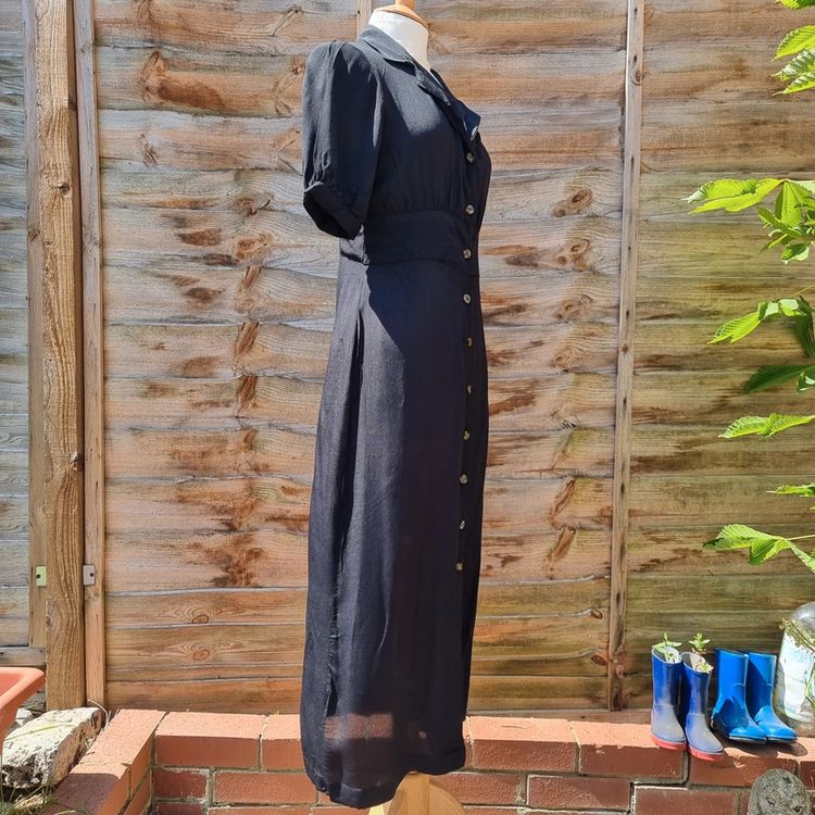 Asos Women's Size 10 Short Sleeved Button Up Long Black Dress obraz 3